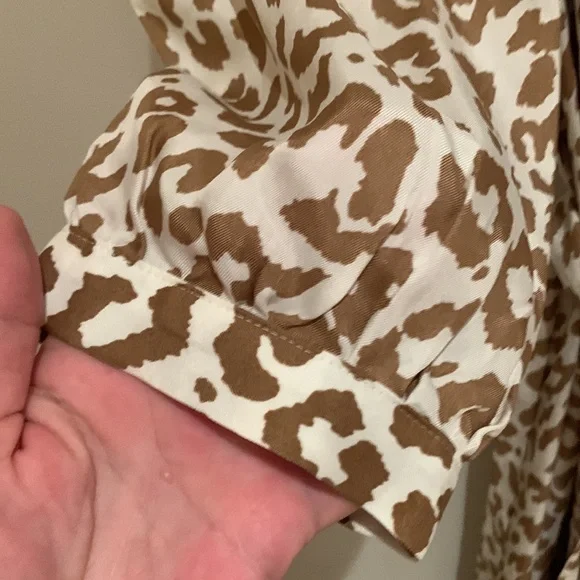 J CREW TIE-WAIST SHIRTDRESS BROWN CREAM LEOPARD PRINT LONG SILHOUETTE SIZE 8 - Picture 10 of 14